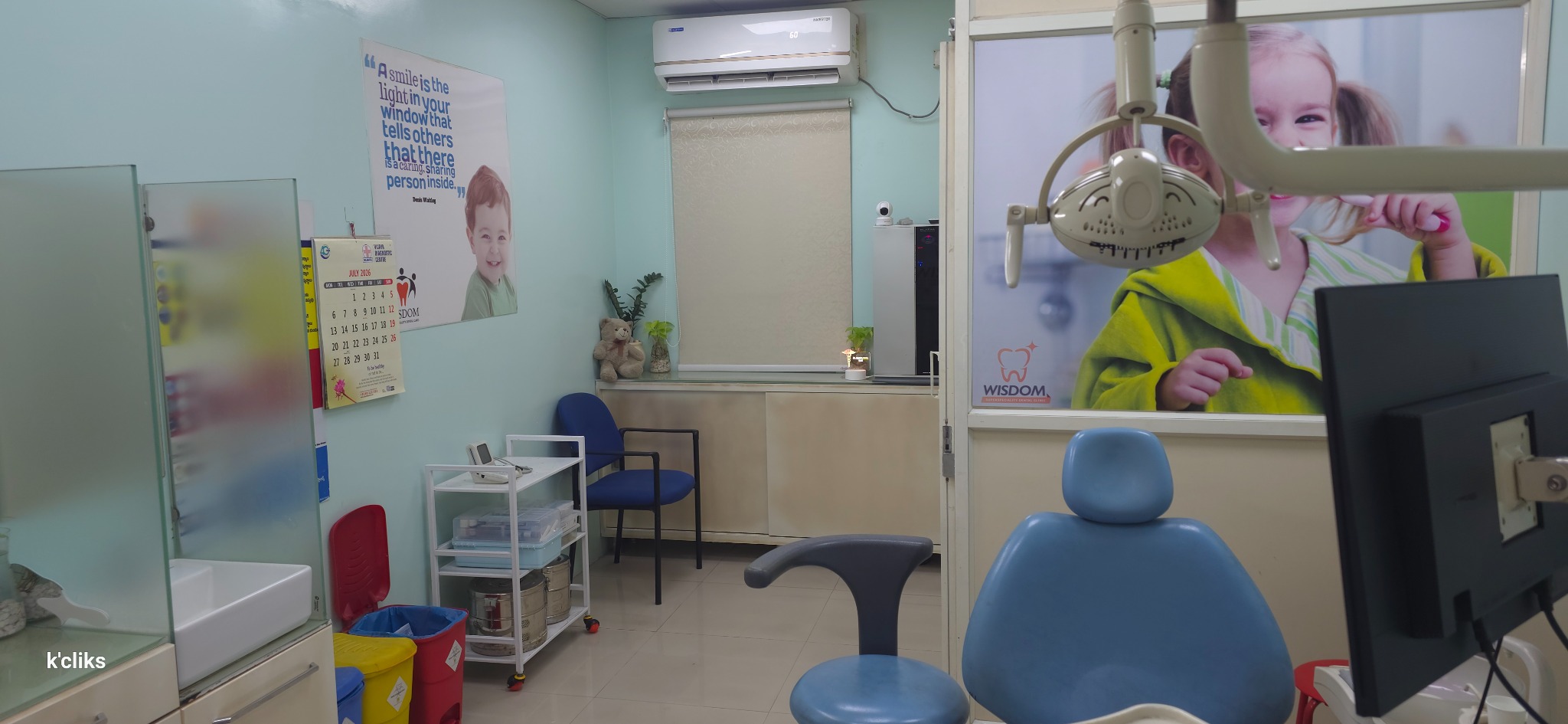 Bright, child-friendly treatment room at Wisdom Dental